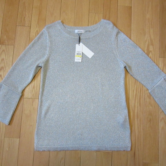 Calvin Klein Metallic Silver sweater Size M - Picture 1 of 3